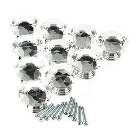 Vktech® 40mm Crystal Glass Diamond Shape Cabinet Knob Drawer Pull Handle Kitchen,10Pcs