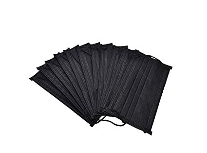 50 Packs Black Non Woven Disposable PM2.5 Face Mask Medical Dental Earloop Anti-Dust Flu Surgical Masks Four Layer Activated Carbon Filter Face Masks For Outdoor Activities(Black)