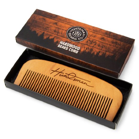 Hair and Beard Comb - Perfect for Balms and Oils - Anti-Static, No Snag Wooden Brush - Presented in Cardboard Gift Box ...