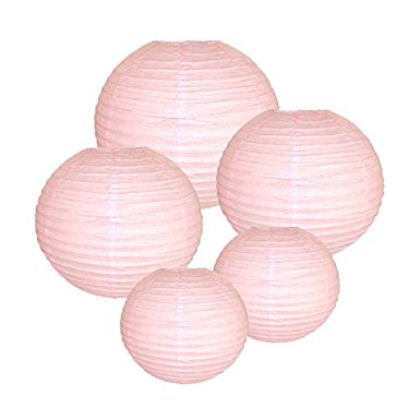 Just Artifacts (PALE PINK) Chinese/Japanese Paper Lanterns (Assorted: (2) 8inch, (2) 12inch, (1) 16inch) - Click for more colors!