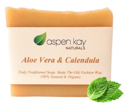 Aloe Vera and Calendula Soap 100 Natural and Organic With Organic Aloe Vera Calendula and Turmeric Use As a Face Soap Body Soap or Shaving Soap For Men Women Teens and Baby Gentle Soap 4oz Bar