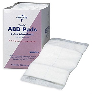 Medline Pad Abdominal, 5 Inch x 9 Inch, 2 Boxes Of 25