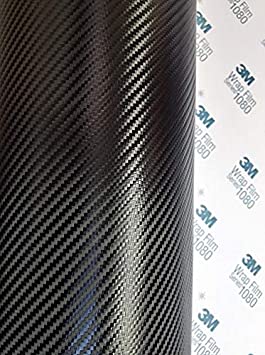 3M 1080-CF12 Glossy Black Carbon 30cm x 76cm Car Wrap Fibre Textured Sheet Sticker Vinyl Decal Film