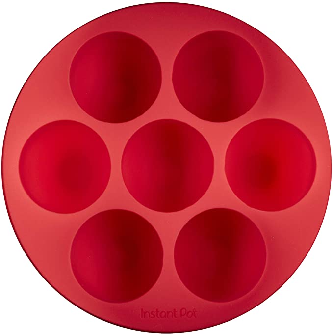 Instant Pot Official Silicone Egg Bites Pan with Lid, Compatible with 6-Quart and 8-Quart cookers, Red