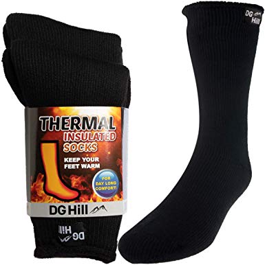 2 Pairs of Mens Thick Heat Trapping Insulated Heated Boot Thermal Socks Pack Warm Winter Crew For Cold Weather