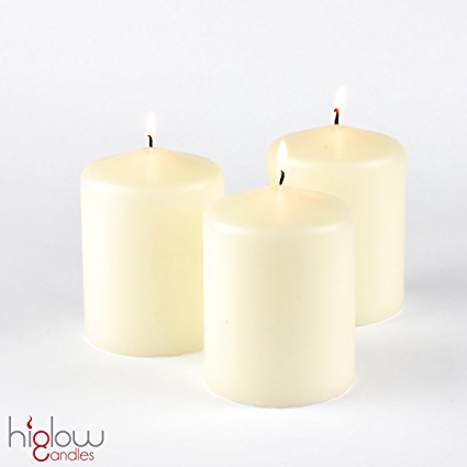 Dripless Pillar Candles 3" x 4" inches Tall - Wedding & Home Decoration Candles ( Ivory ) Premium Wax Set Of 3 Made In USA