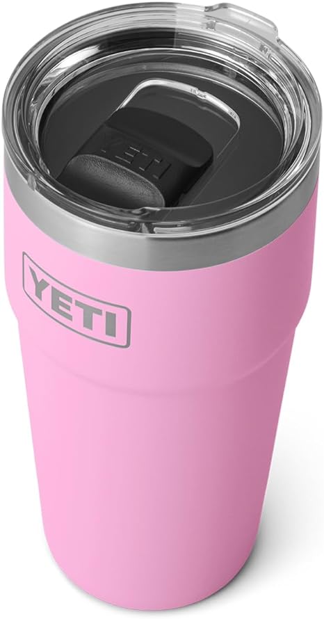 YETI Rambler 16 oz Stackable Pint, Vacuum Insulated, Stainless Steel with MagSlider Lid, Power Pink