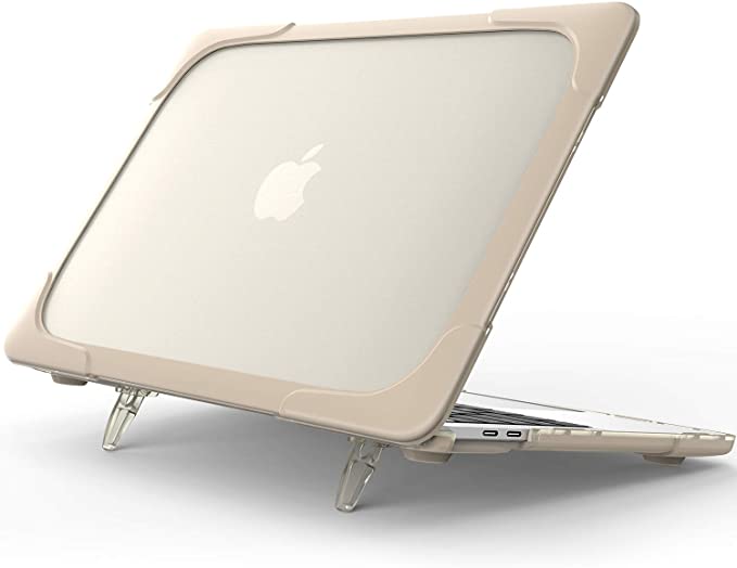 BATYUE MacBook Air 13 Inch Case 2020 Released M1 A2337/A2179/A1932 [Heavy Duty] [Dual Layers] Soft Touch Hard Case with TPU Bumper for Apple MacBook Air 13 Inch (Khaki)