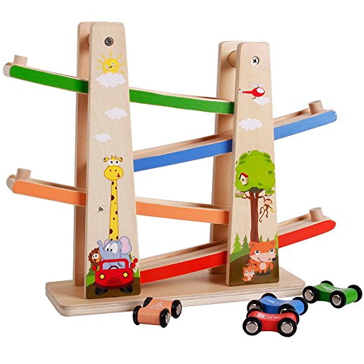 Racetrack 4 Lanes Car Racing Tower Toddlers Toys Games for Kids