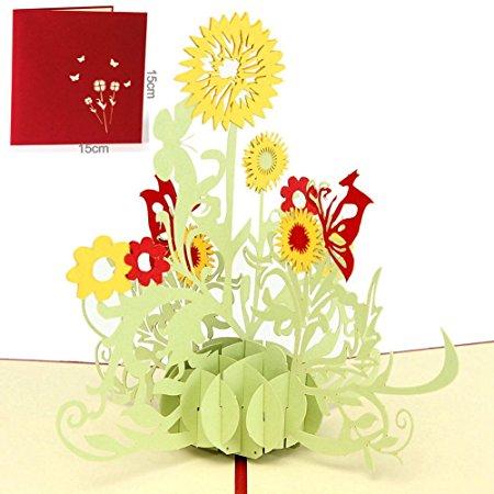 Paper Spiritz Sunflower Pop up Birthday Cards - 3d Pop up Valentine Thank you Love Anniversary Wedding Holiday Cards - 3D Happy New Year Congratulations Greeting Cards all Occasion