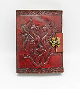 Fantasy Gifts 2287 Leather Embossed Double Dragon Journal with Lock