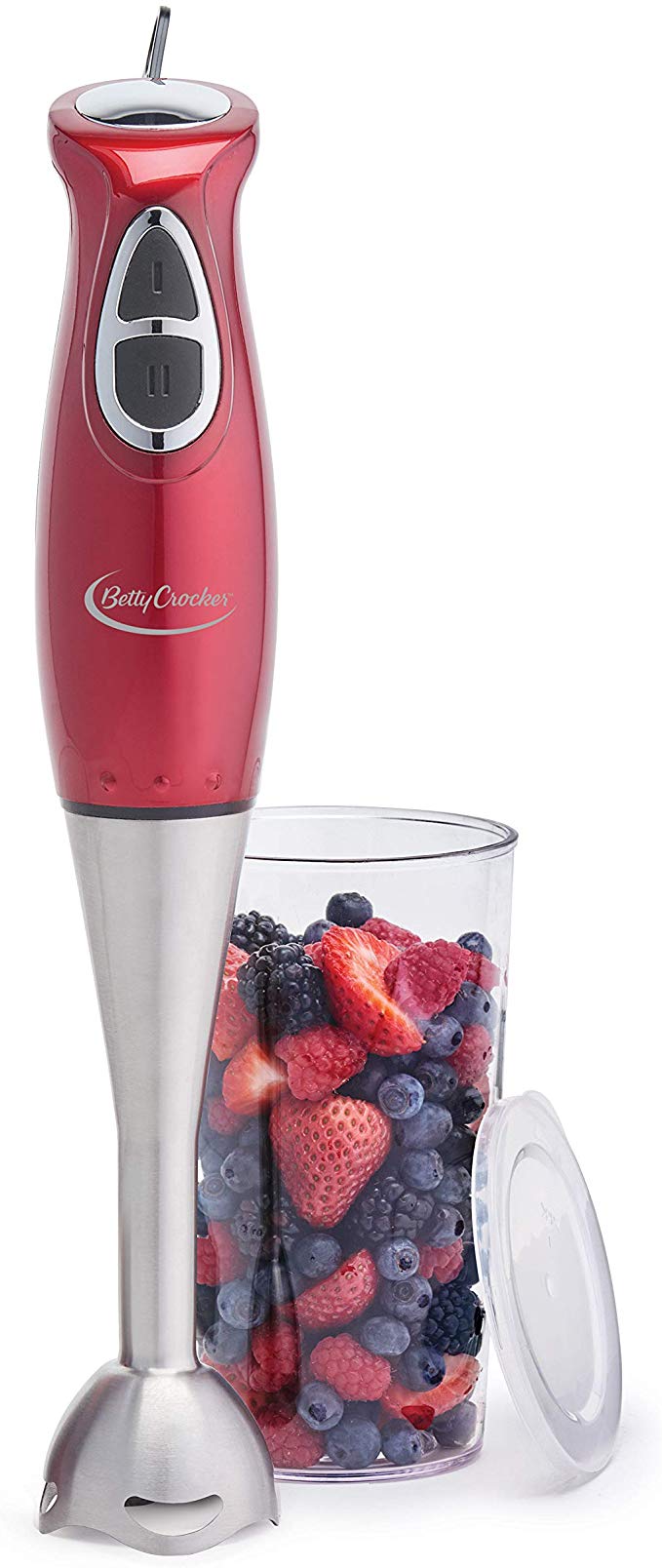 Betty Crocker BC-3302CMR Hand Blender, 15", Red Metallic