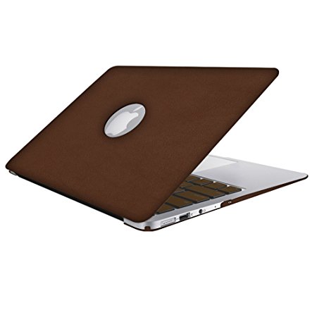 MacBook Air Covers, RiverPanda LEATHERETTE Hard Case Snap-On Shell Cover with Keyboard Cover for MacBook Air 13" (A1466/A1369) - Leatherette Brown