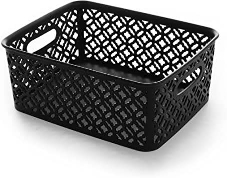 BINO Woven Plastic Storage Basket, Medium (Black)