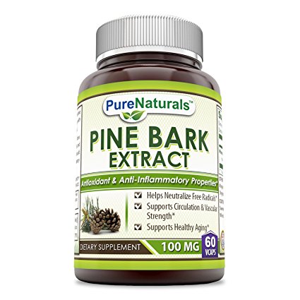 Pure Natural Pine Bark Extract 100 Mg 60 Vegetarian Capsules
