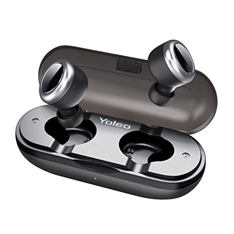 YOLEO Bluetooth 5.0 True Wireless Earbuds, X187 Sport Wireless Earbuds with Deep Bass HiFi 3D Stereo Sound, Built-in Mic Bluetooth Earbuds with Portable Charging Case