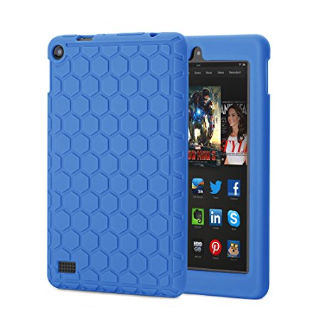 Kindle Fire 7 2015 Case,Hanlesi Silicone [Kids Friendly]Light Weight Protective Cover for Amazon Fire 7 Tablet (7" Display 5th Generation - 2015 release)-Blue