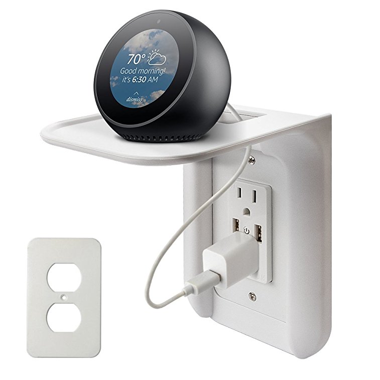 Outlet Shelf A Space-Saving Solution For Anything Up to 7lbs Built-In Cable Channel Easy Install Suitable for Amazon echo charging and Smart Home Speakers charging