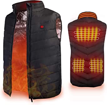 AiBast Heated Vest, Outdoor Heated Vest, with Ppgraded Plus Velvet Insulation Material, Unique Neck Heating, Fast Heating, USB Charging Mode, Washable (Not Including Battery)