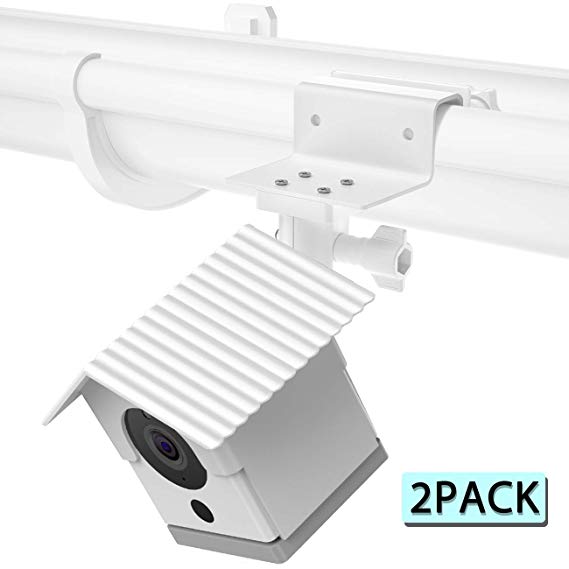 Koroao Weatherproof Housing Gutter Mount for Wyze Cam - Sunscreen and Rustproof Outdoor Holder with Wider Perspective (2-Pack, White)