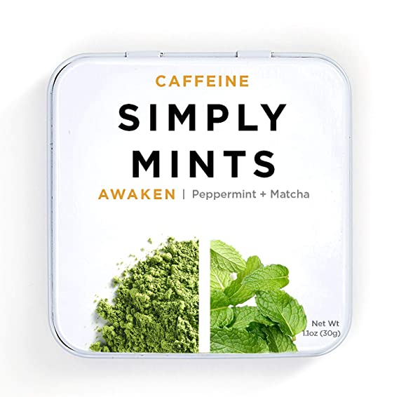 Natural Breath Mints by Simply Gum | Awaken (Caffeine   Peppermint   Matcha) | Pack of Six (180 Pieces Total) | Plant-Based   Aspartame-Free   non-GMO