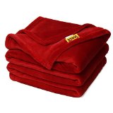 DOZZZ Super Soft Couch Plush Blanket Solid Warming Sofa Flannel Blanket Light Weight Cashmere Velvet Plush Throw Blanket 78 x 58 Red