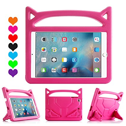 All-New Design Cartoon New iPad 9.7-inch 2017 Case,iPad Pro 9.7 2016/Air 2/Air Case,SNOW Kids Light Weight Shock Proof Case with Handle & Stand(For iPad 9.7-inch 2017/Pro 9.7/Air/Air 2, Magenta)