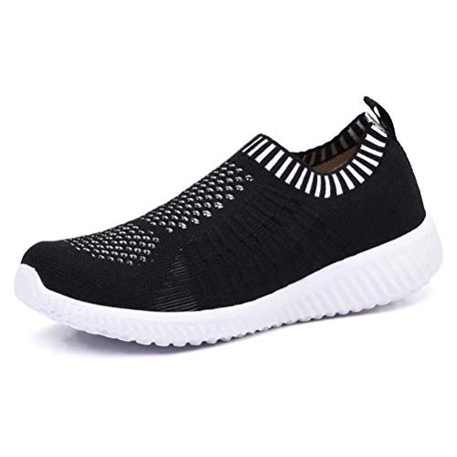KONHILL Women's Lightweight Casual Walking Athletic Shoes Breathable Mesh Work Slip-on Sneakers