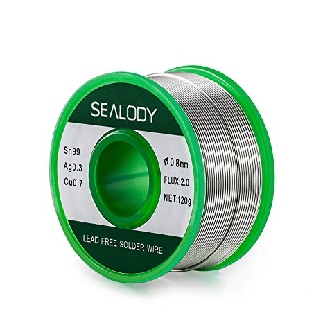 Lead Free Solder Wire 120g with Rosin Core for Electrical Soldering, Sn99 Ag0.3 Cu0.7 0.8mm