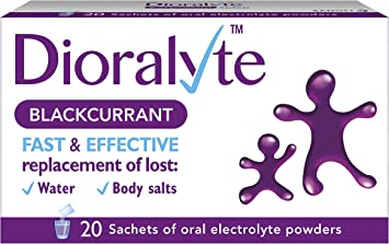 Dioralyte - Fast and Effective Supplement Treatment for Reducing Dehydration and Replacing Electrolytes (mineral salts) of Lost Body Water and Salts- Blackcurrant Flavour - 20 Sachets
