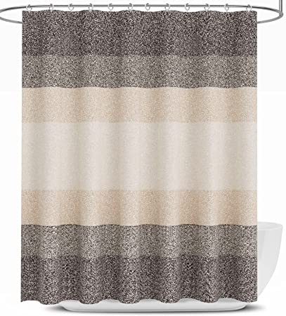 OLANLY Waffle Shower Curtain 72x72 Inches, Heavyweight Fabric, Machine Washable, Waterproof, Hotel Luxury Spa, Simple Modern Brown Shower Curtains for Bathroom, Guest Bath, Stalls and Tubs