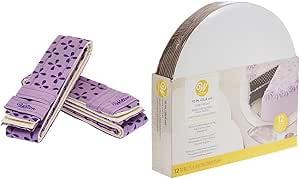 Wilton Bake-Even Cake Strips for Evenly Baked Cakes, 2-Piece Set, Purple, Fabric, Set of 12 Round Cake Boards for 10-Inch Cakes (2104-102)