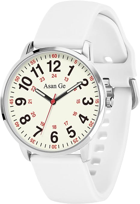 Asan Ge Nurse Watch for Nurse Medical Professionals Students Doctors Women Men Waterproof Watch 24 Hour Military Time Luminouse Easy to Read Dial with Second Hand