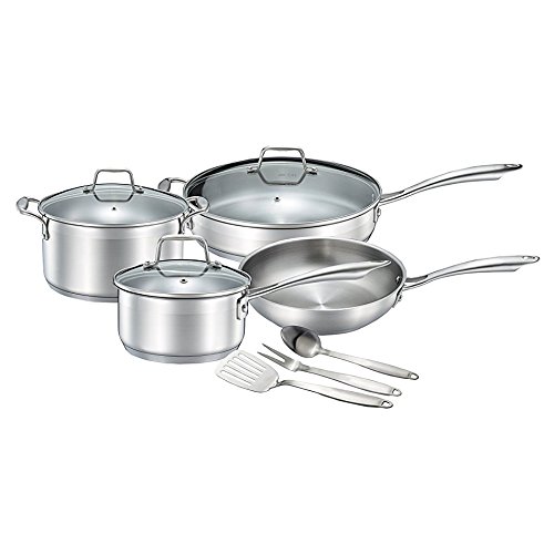 Chefs Star Professional Grade Stainless Steel 10 Piece Pots & Pans Set - Induction Ready Cookware Set With Impact-Bonded Technology