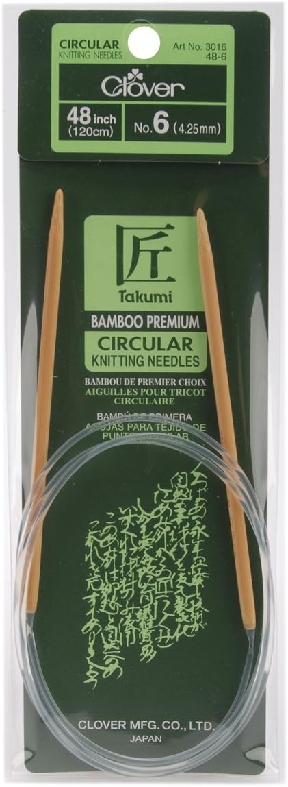 Clover Takumi Bamboo Circular 48-Inch Knitting Needles, Size 6 (3016/48-06)