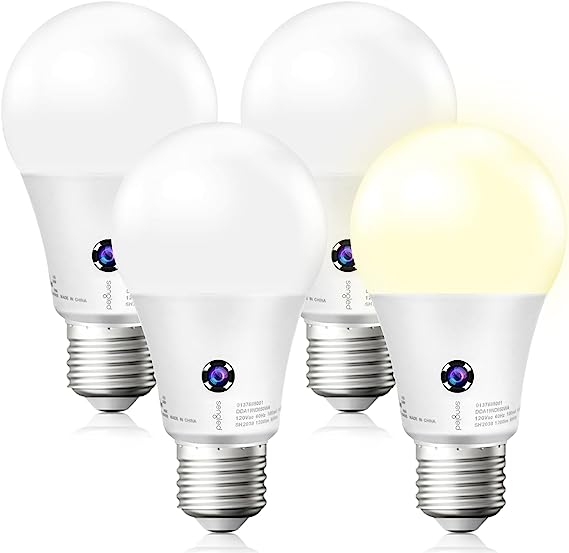 Sengled Dusk to Dawn Light Bulbs, A19 10.5W (75W Eqv.) LED Auto On Off Light Bulbs, 1200 Lumens, E26 Base, 3000K Warm White Bulb for Outdoor Lighting, Pack of 4, UL Listed