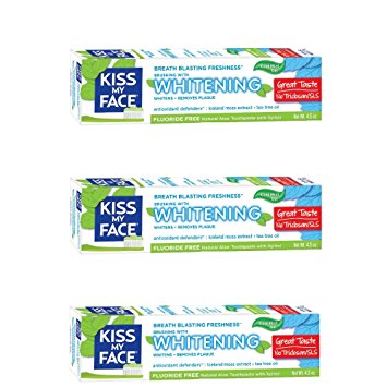 Kiss My Face Gel Teeth Whitening Fluoride Free Toothpaste, 4.5 Ounce, 3 Count
