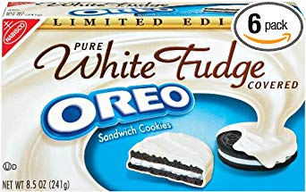 Oreo White Fudge Covered Chocolate Sandwich Cookies, 8.5 Ounce Boxes (Pack of 6)