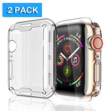 [2 Pack] Langboom for Apple Watch Series 4 Clear Case with Screen Protector 40mm - All Around Protective Case HD Ultra-Thin TPU Cover for iwatch Series 4 40mm (Colorless Clear)