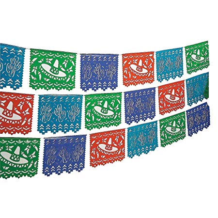 Fun Express - Plastic Mexican Cutout Banner Plastic. (100 feet. x 10")