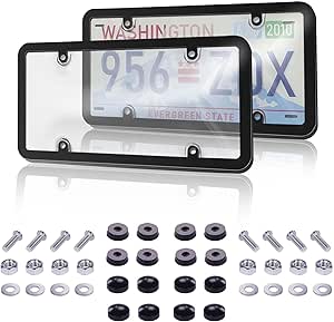 License Plate Covers, 2 Pack Clear Plate Covers License Plate Frame with Rust-Proof Weather-Proof, Licence Plate Protector for Universal Canada US Car Accessorie