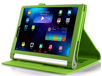 Lenovo YOGA Tab 3 10.1-Inch Flip Case - IVSO Slim Folio Book Case Cover for Lenovo YOGA Tab 3 10.1-Inch Tablet - with Card Holder, Hand Strap (Green)