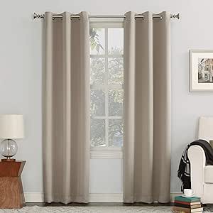 Sun Zero Easton Energy Saving Blackout Grommet Curtain Panel, 40" x 54", Stone