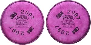 3M 2097 P100 Particulate Filter with Organic Vapor Relief, 2 Pack (4.3 Inch)