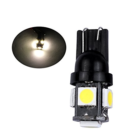 LLCJ 10 x Super Bright W5W 194 168 2825 T10 Wedge 5-SMD 5050 Replacement and Reverse T10 White Bulbs,For Signal Lights, Trunk Lights, Dashboard Lights, Parking Lights