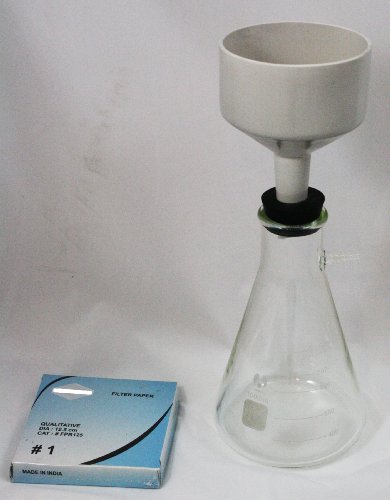 Filter Setup w/1000mL Glass Flask, 110mm Buchner Funnel, Stopper and Filter Paper