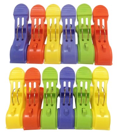 Attmu Beach Towel Clips Towel Holder in Fun Bright Colors Keep Towel from Blowing Away Set of 12