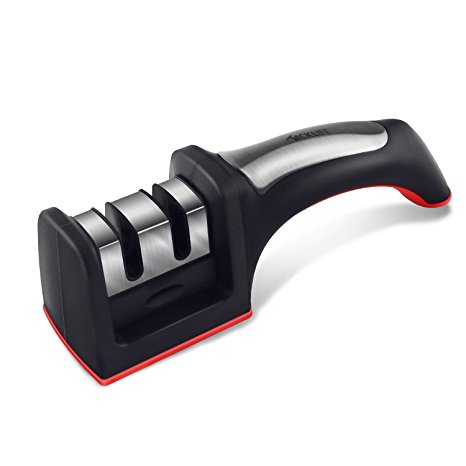 Kitchen Help Knife Sharpener with 2 Stage Coarse and Fine Sharpening System, Ergonomic Handle