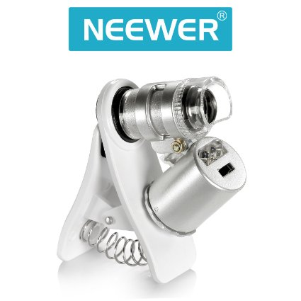 Neewer 60X Zoom LED Clip-On Microscope Magnifier Micro Lens with Universal Clamp for iPhone 6S plus/6S/6/6plus/ 5 5c 5s/ 4 4s/ Samsung Galaxy S5 G900H /S4 i9500 / S3 i9300 / Note 2 II / Note 3 III/ Note 4 IV/ HTC