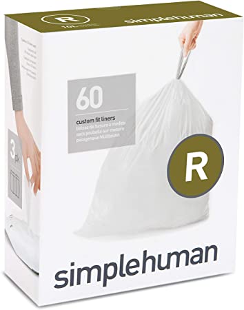 simplehuman Custom fit bin Liner Size Code R, 3 x 20 Pack, White, Pack of 20 | 60